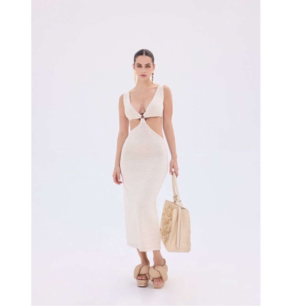Cult Gaia Bank Knit Dress in Off White